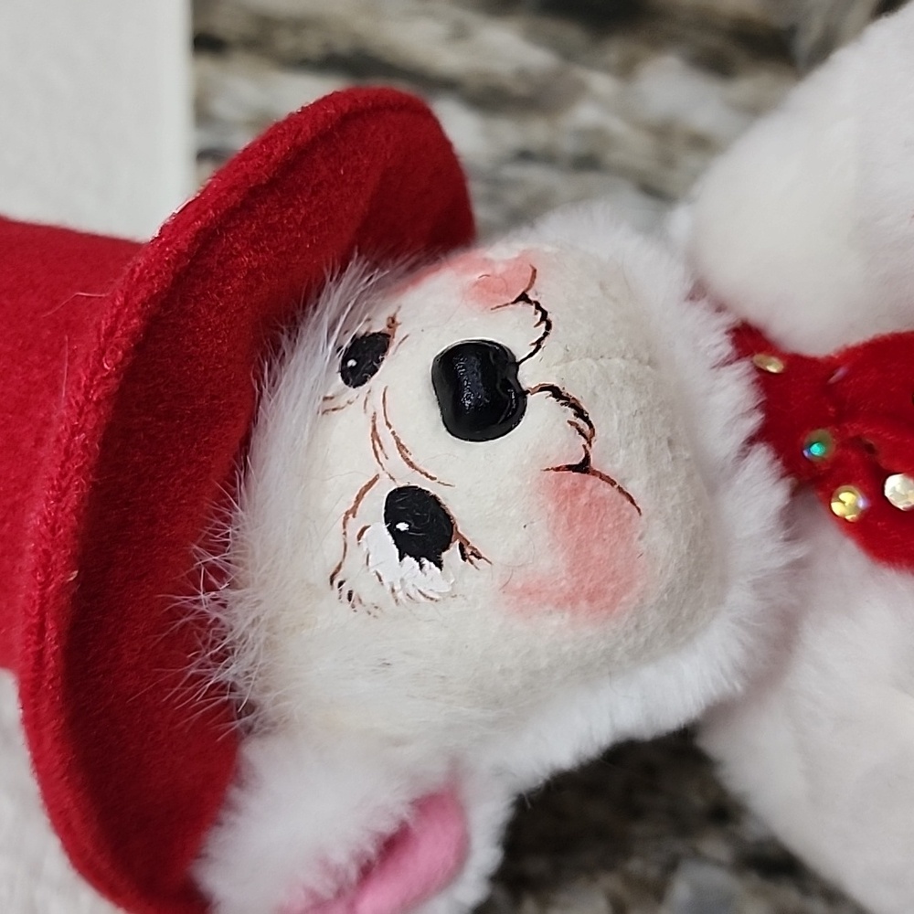 Annalee 2004 Valentine Sweatheart Teddy Bear Red Hat Tie 7" - Picture 8 of 8